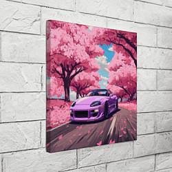 Холст квадратный Тойота супра и сакура, цвет: 3D-принт — фото 2