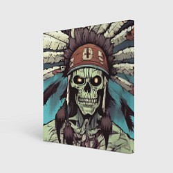 Холст квадратный Индеец зомби с перьями на голове, цвет: 3D-принт