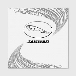Холст квадратный Jaguar speed на светлом фоне со следами шин, цвет: 3D-принт — фото 2