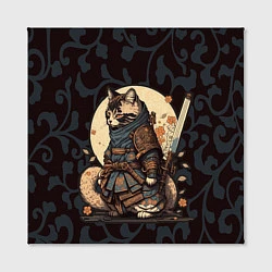 Холст квадратный Кот якудза - японский воин, цвет: 3D-принт — фото 2