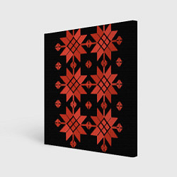 Холст квадратный Удмуртский - вертикаль black, цвет: 3D-принт