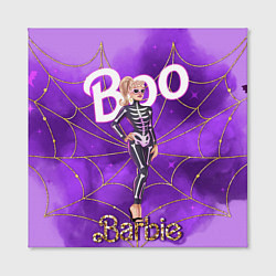 Холст квадратный Барби в костюме скелета: паутина и фиолетовый дым, цвет: 3D-принт — фото 2