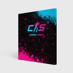 Холст квадратный Counter-Strike 2 - neon gradient, цвет: 3D-принт