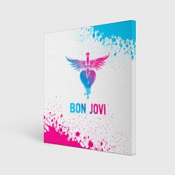 Холст квадратный Bon Jovi neon gradient style, цвет: 3D-принт