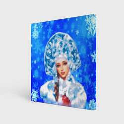 Холст квадратный Красивая русская снегурочка, цвет: 3D-принт