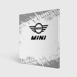 Картина квадратная Mini speed на светлом фоне со следами шин