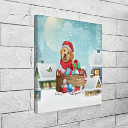 Холст квадратный Пес в новогодних подарках, цвет: 3D-принт — фото 2