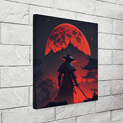 Холст квадратный Samurai and red moon - нейросеть, цвет: 3D-принт — фото 2