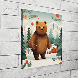 Холст квадратный Рождественский мишка фолк-арт, цвет: 3D-принт — фото 2