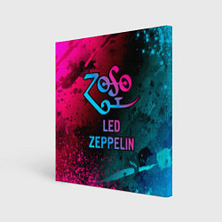 Холст квадратный Led Zeppelin - neon gradient, цвет: 3D-принт