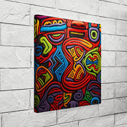 Холст квадратный Разноцветный узор в стиле абстракционизм, цвет: 3D-принт — фото 2