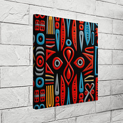 Холст квадратный Красно-синий узор в африканском стиле, цвет: 3D-принт — фото 2