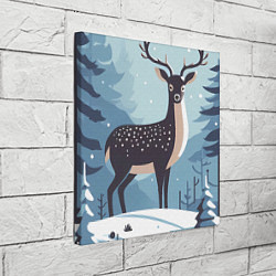 Холст квадратный Зимняя сказка олень в лесу, цвет: 3D-принт — фото 2