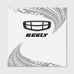 Холст квадратный Geely speed на светлом фоне со следами шин, цвет: 3D-принт — фото 2