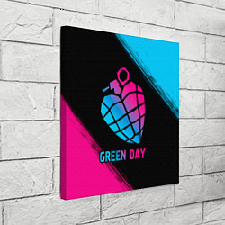 Холст квадратный Green Day - neon gradient, цвет: 3D-принт — фото 2