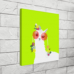 Холст квадратный Лама - альпака в розовых очках, цвет: 3D-принт — фото 2