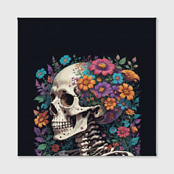 Холст квадратный Скелет среди цветов, цвет: 3D-принт — фото 2