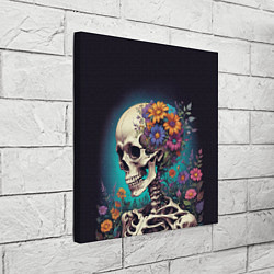 Холст квадратный Скелет с яркими цветами, цвет: 3D-принт — фото 2