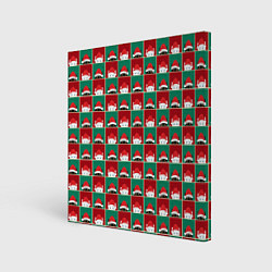 Холст квадратный Котики в новогодних шапочках, цвет: 3D-принт
