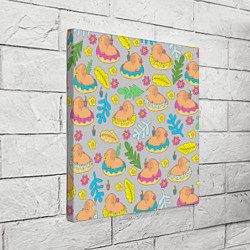 Холст квадратный Семья капибар на отдыхе, цвет: 3D-принт — фото 2