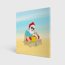 Холст квадратный Дед Мороз на море, цвет: 3D-принт