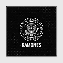 Холст квадратный Ramones glitch на темном фоне, цвет: 3D-принт — фото 2