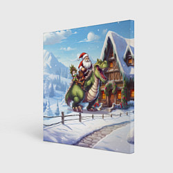 Картина квадратная Санта на драконе 2024
