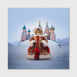 Холст квадратный Новогодняя кошечка в пальто, цвет: 3D-принт — фото 2