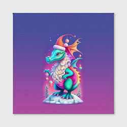 Холст квадратный Новогодний дракончик - нейросеть, цвет: 3D-принт — фото 2