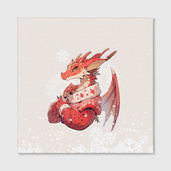 Холст квадратный Красный дракон в свитере, цвет: 3D-принт — фото 2