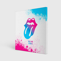 Холст квадратный Rolling Stones neon gradient style, цвет: 3D-принт