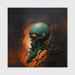 Холст квадратный Страшный инопланетянин, цвет: 3D-принт — фото 2