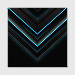Холст квадратный Голубые геометрические неоновые полосы, цвет: 3D-принт — фото 2