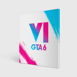 Холст квадратный GTA 6 neon gradient style, цвет: 3D-принт