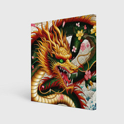 Холст квадратный Морда японского дракона - ирезуми, цвет: 3D-принт