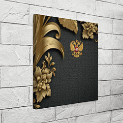 Холст квадратный Золотой герб России и объемные узоры, цвет: 3D-принт — фото 2