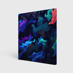 Холст квадратный Камуфляж из разноцветных красок, цвет: 3D-принт