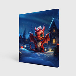 Картина квадратная Красный маленький дракон