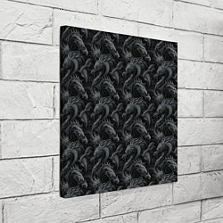 Холст квадратный Черные драконы паттерн, цвет: 3D-принт — фото 2