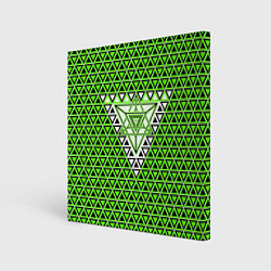 Холст квадратный Зелёные и чёрные треугольники, цвет: 3D-принт