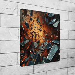 Холст квадратный Летящие камни и взрыв, цвет: 3D-принт — фото 2