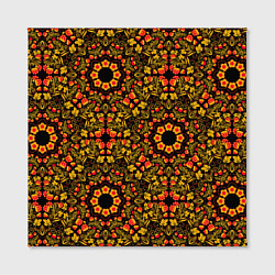 Холст квадратный Хохломская роспись круги из цветов и ягод, цвет: 3D-принт — фото 2