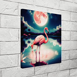 Холст квадратный Розовый фламинго на фоне луны, цвет: 3D-принт — фото 2