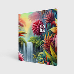 Холст квадратный Гавайские тропические цветы - алоха, цвет: 3D-принт
