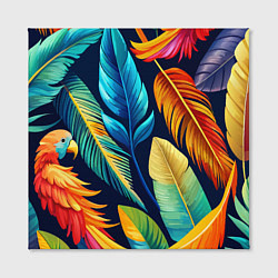 Холст квадратный Пёстрые пёрышки попугаев, цвет: 3D-принт — фото 2