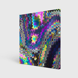 Холст квадратный Неоновая волнистая рябь, цвет: 3D-принт