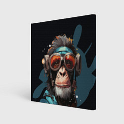 Холст квадратный Крутая обезьяна в очках, цвет: 3D-принт
