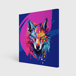 Холст квадратный Волк в стиле поп-арт, цвет: 3D-принт