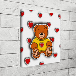 Холст квадратный Стикер наклейка медвежонок и сердце объемный рисун, цвет: 3D-принт — фото 2