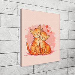 Холст квадратный Влюбленные рыжики котики 14 февраля, цвет: 3D-принт — фото 2